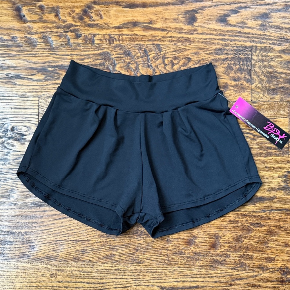 Black Pleated Dance Shorts